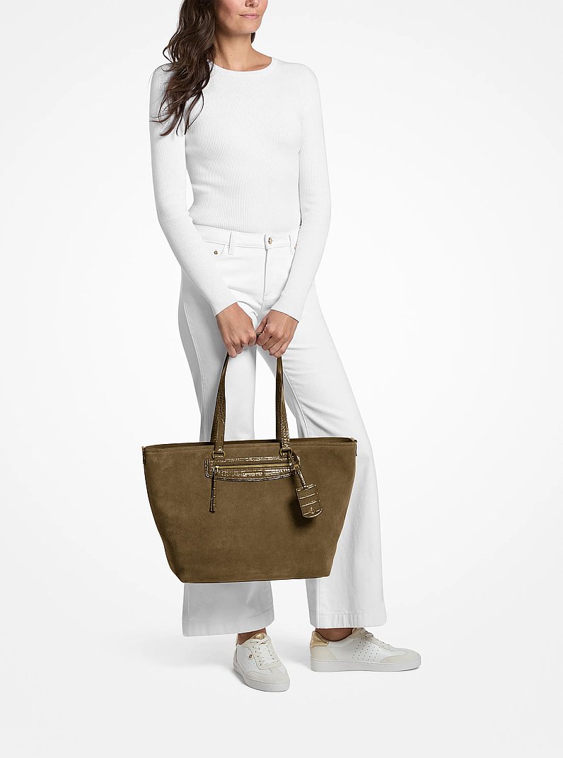 Bolso tote Jet Set Travel extragrande de ante in LODEN | Michael Kors