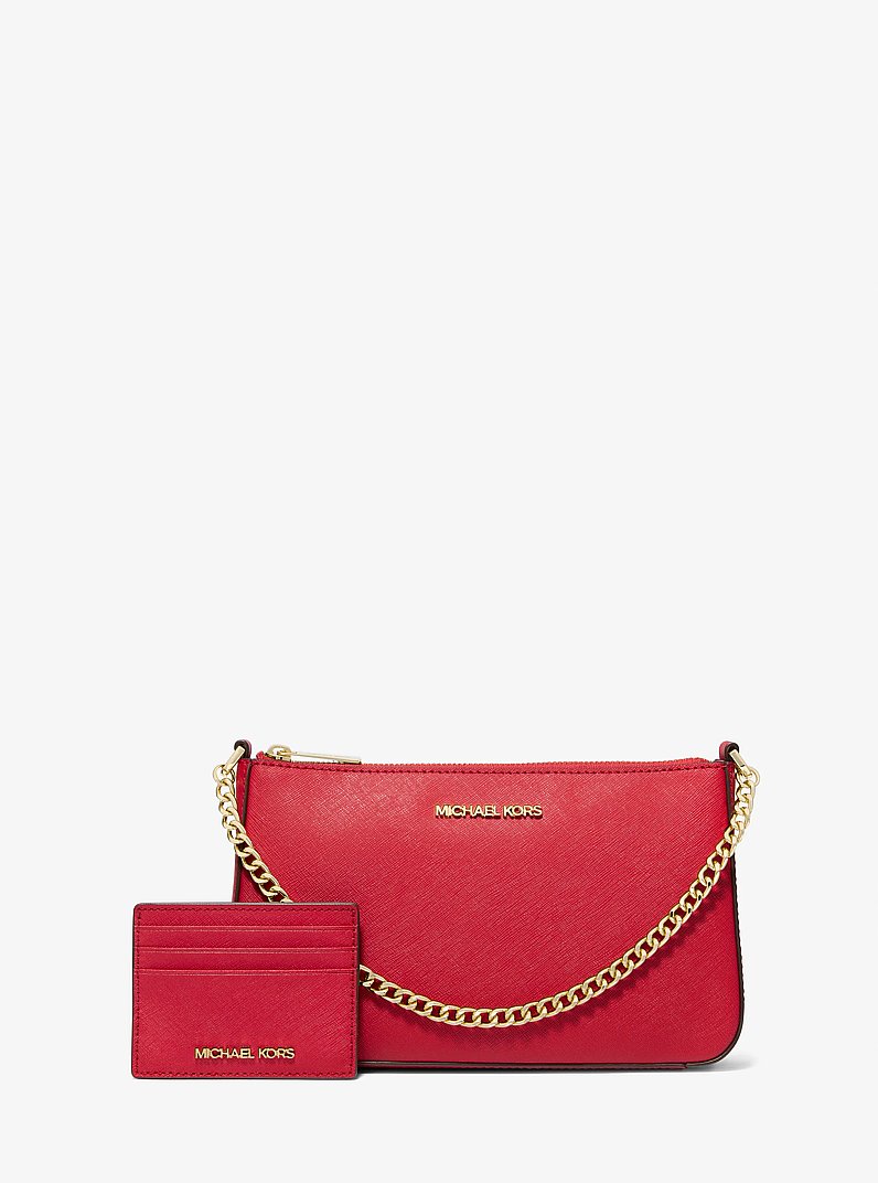 Medium Saffiano Leather Shoulder Bag and Card Case Gift Set