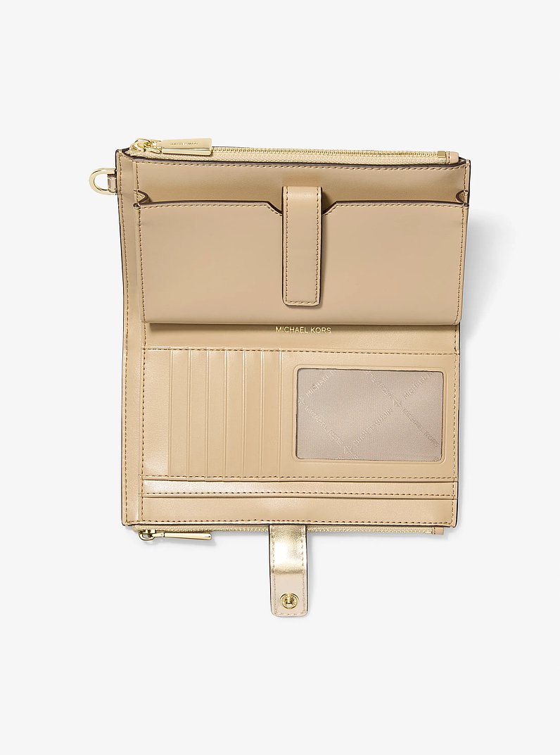 Adele Metallic Pebbled Leather Smartphone Wristlet in PALE GOLD | Michael Kors