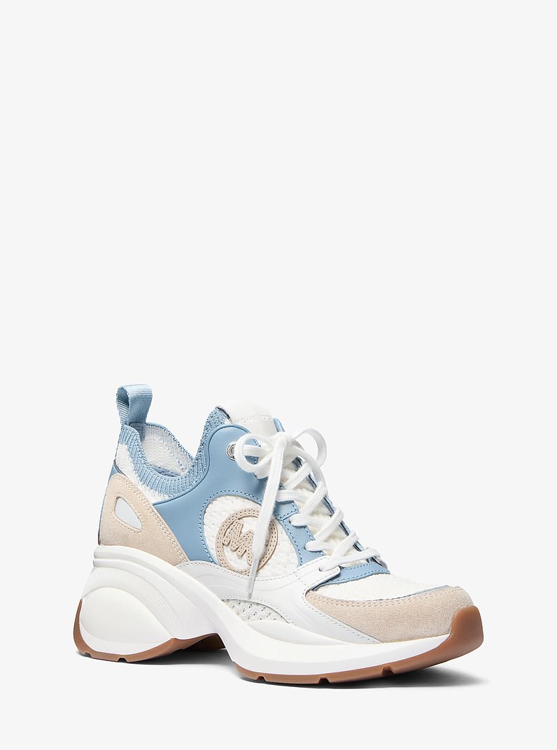 Zuma Color-Block Leather and Mesh Trainer in CHAMBRAY | Michael Kors