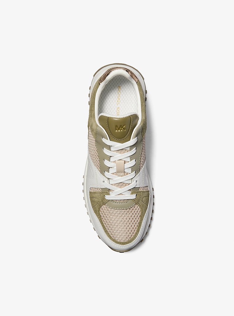 Jaime Mixed-Media Trainer in SAFARI GREEN MULTI | Michael Kors