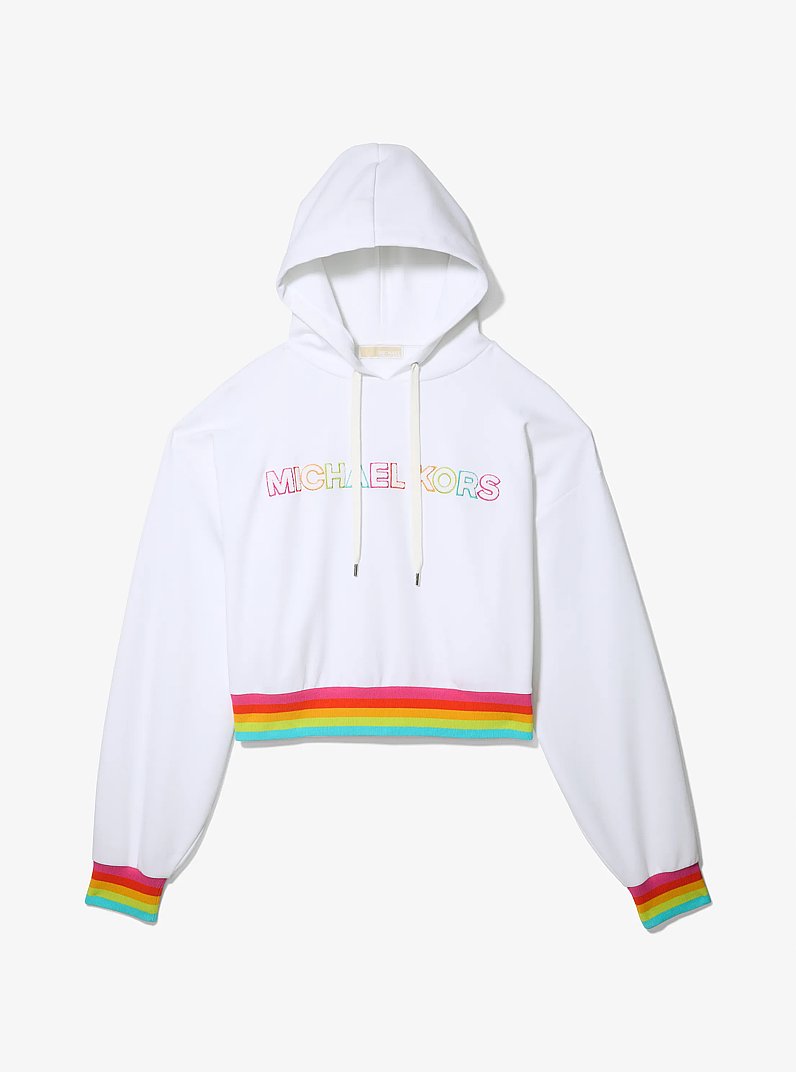 Sudadera con capucha de mezcla de algod&oacute;n con el logotipo de PRIDE in BLANCO | Michael Kors
