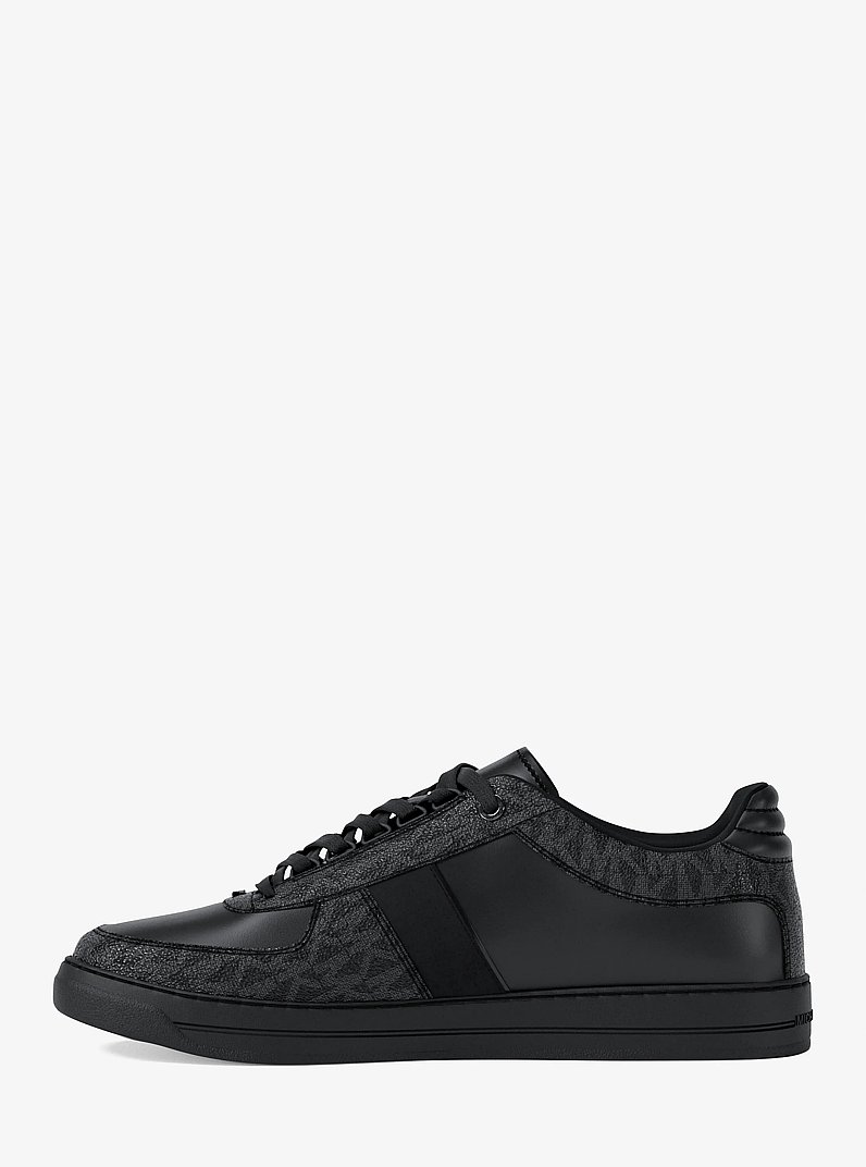 Brady Signature Logo and Leather Sneaker in BLACK/BLACK | Michael Kors
