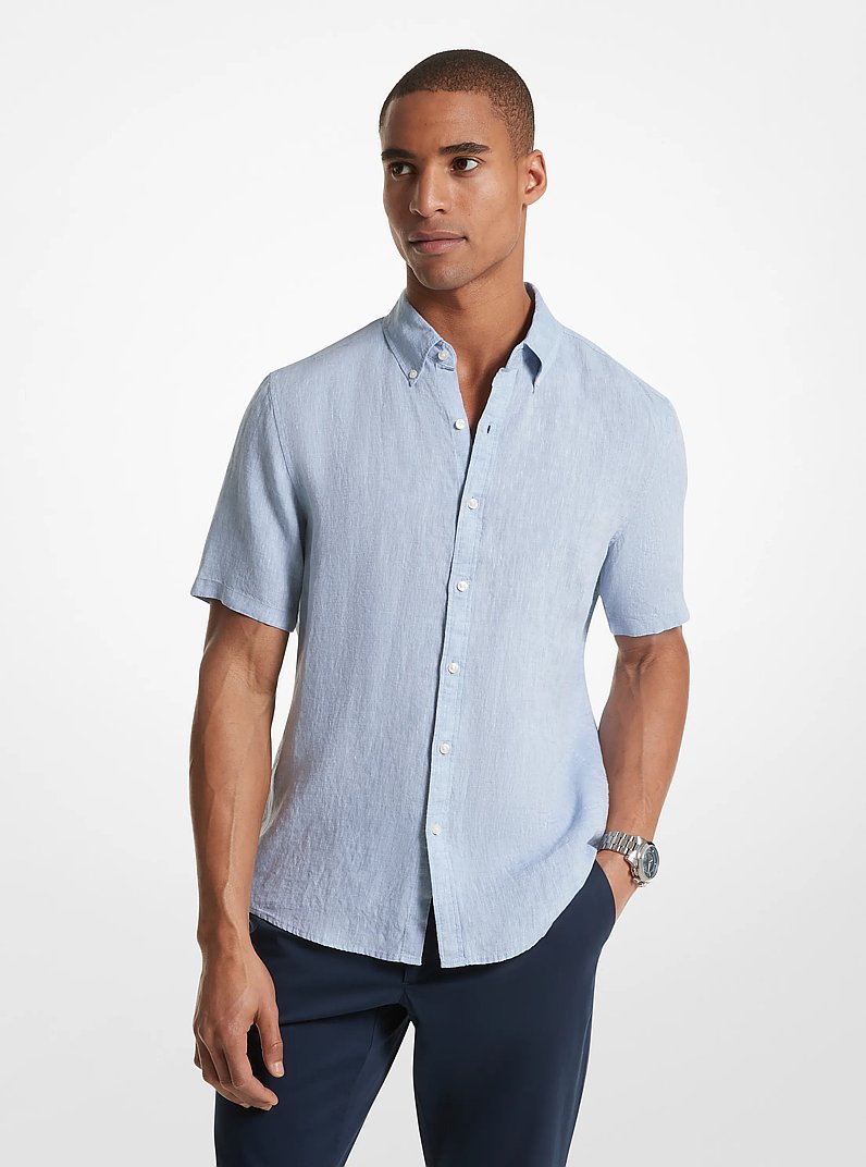 Slim-Fit Linen Shirt in CHAMBRAY - Sale | Michael Kors [US]