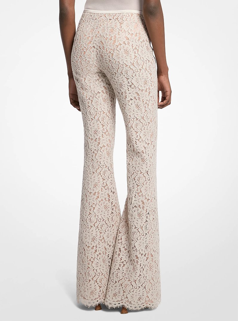 Pantalones acampanados con encaje floral y cordones in OSTRA | Michael Kors