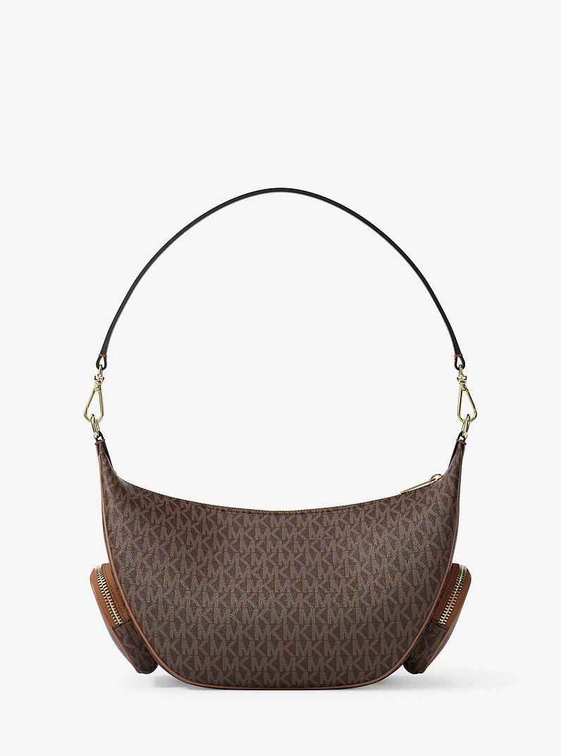 Merritt Medium Signature Logo Convertible Shoulder Bag in BROWN | Michael Kors