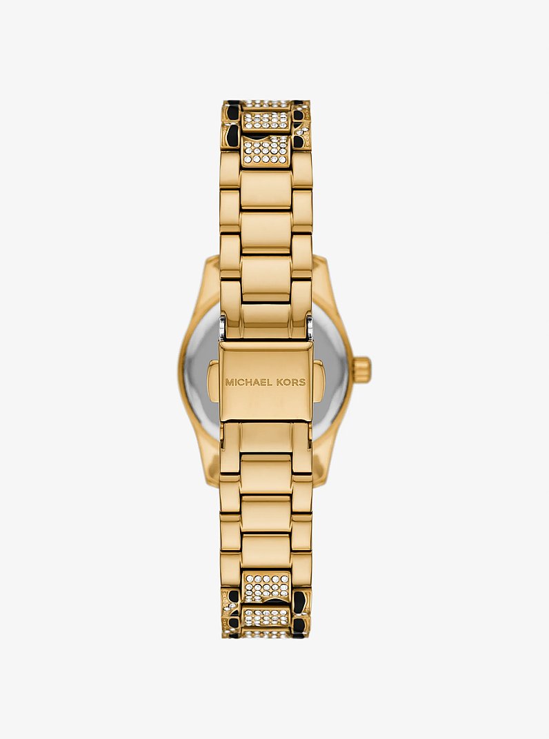 Petite montre Lexington dor&eacute;e &agrave; pierres pav&eacute;es et au motif animal in OR | Michael Kors