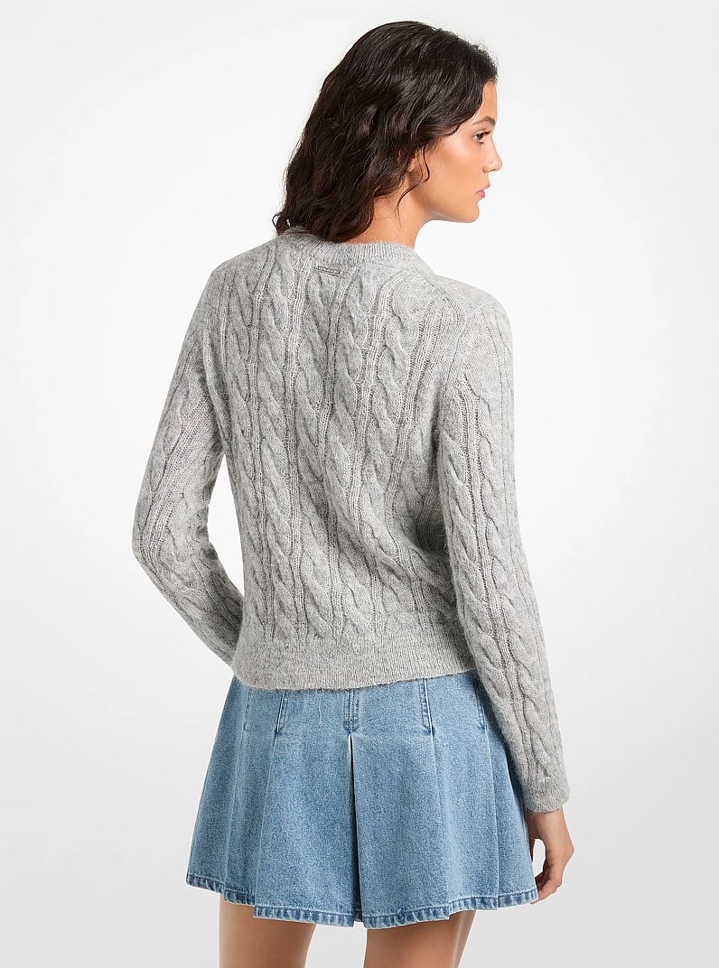 Cable Knit Nylon and Alpaca Blend Sweater in PEARL GREY | Michael Kors