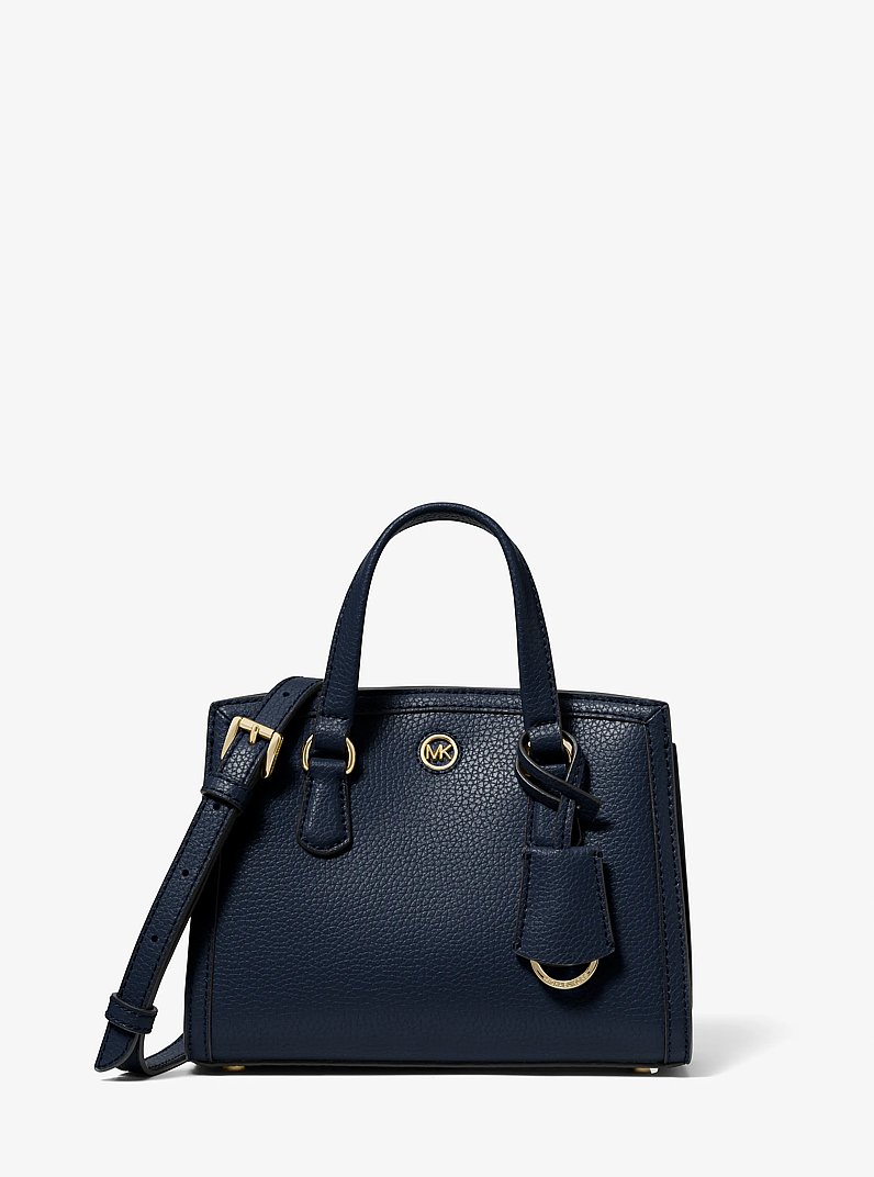 Chantal Extra-Small Pebbled Leather Messenger Bag in NAVY | Michael Kors