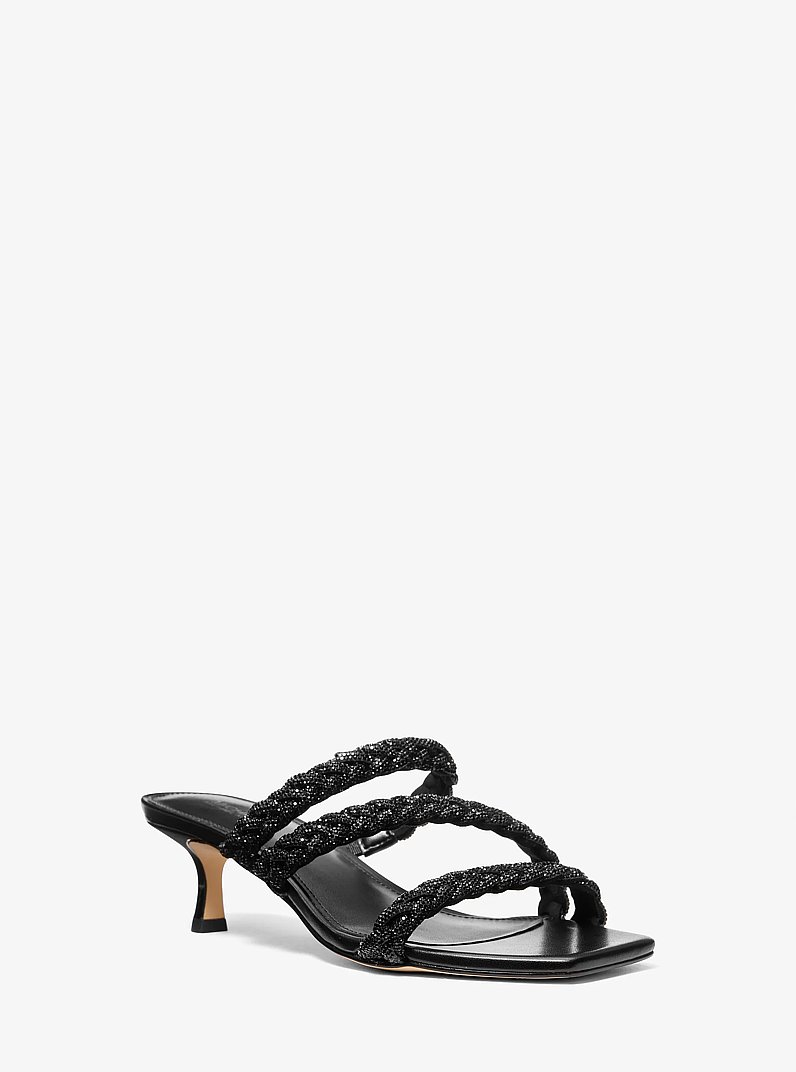 Celia Embellished Kitten Sandal in BLACK | Michael Kors