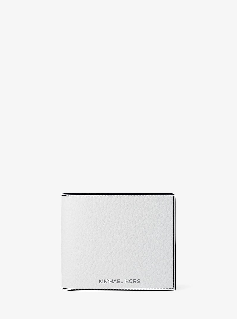 Pebbled Leather Billfold Wallet and Signature Logo Card Case Gift Set in BRIGHT WHT | Michael Kors