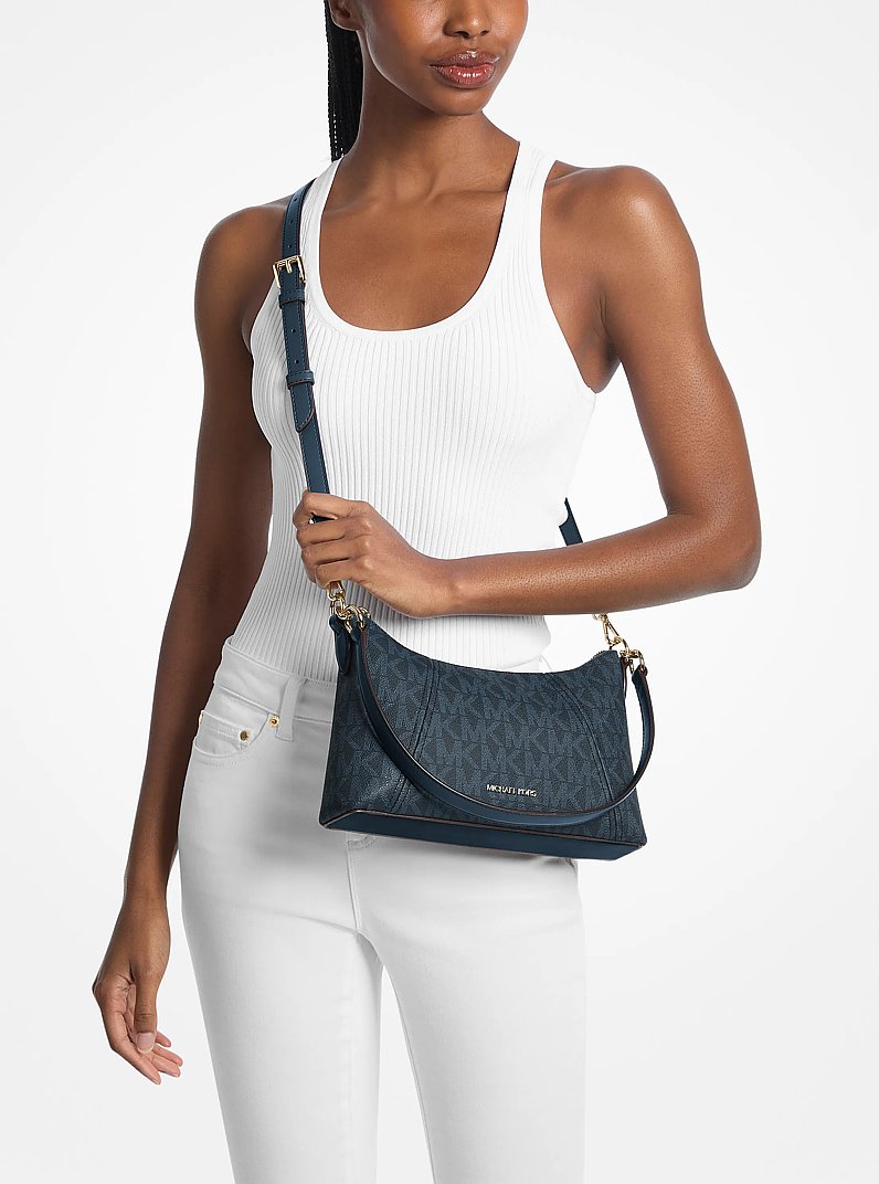 Borsa a tracolla convertibile Sienna media con stampa logo in BLU AMMIRAGLIO | Michael Kors