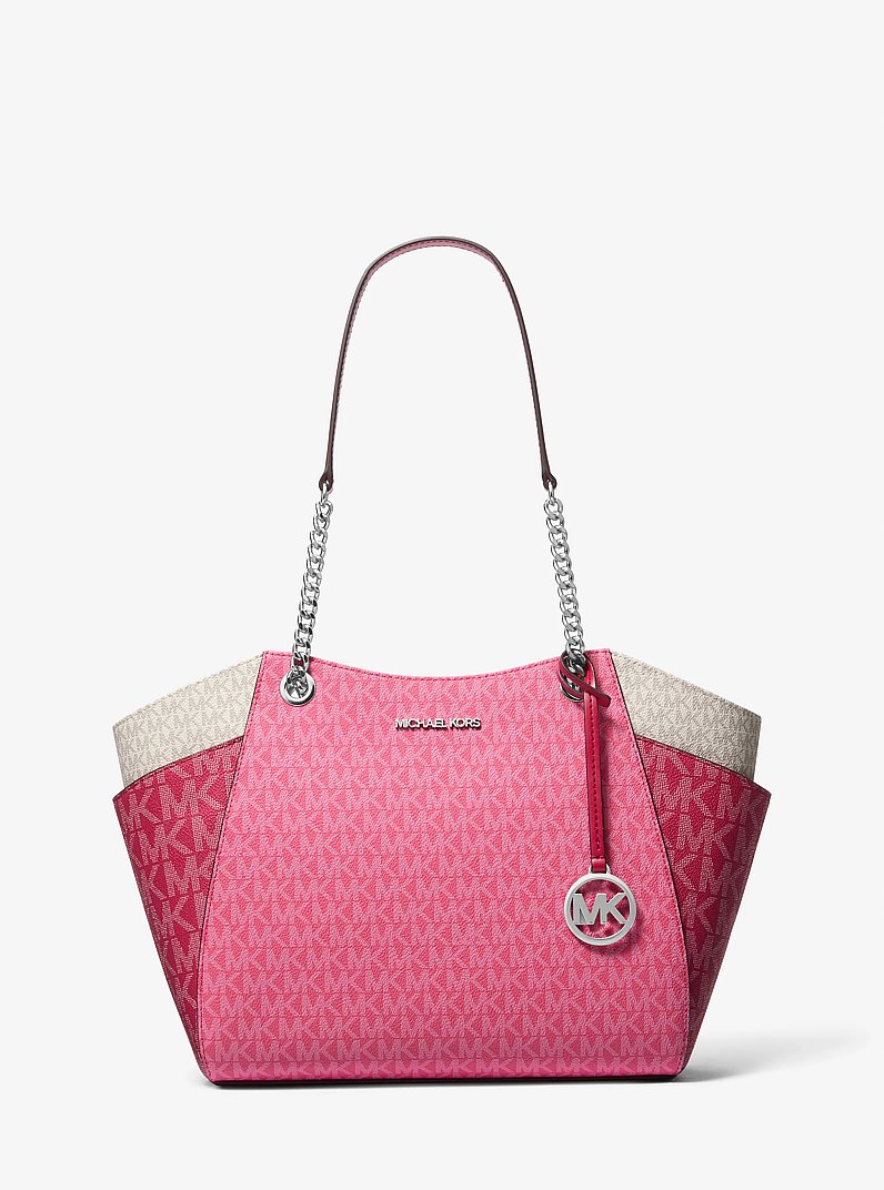 Jet Set Large Color-Block Signature Logo Shoulder Bag in DARK RASPBERRY MULTI | Michael Kors
