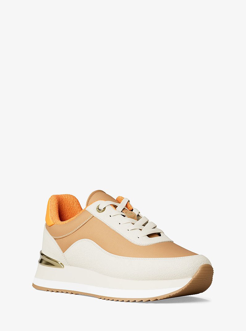 Hattie Mixed-Media Trainer in POP ORANGE | Michael Kors