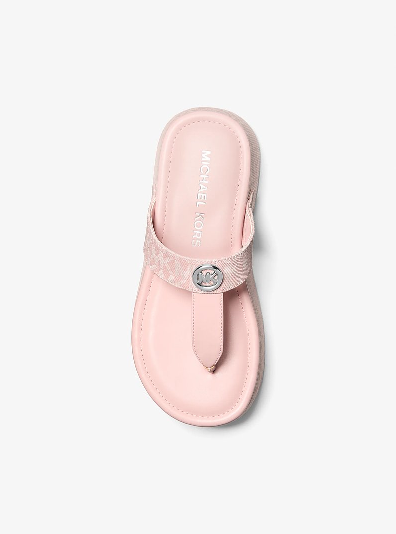 Koya Signature Logo Denim Platform Flip Flop in ROSEWATER | Michael Kors