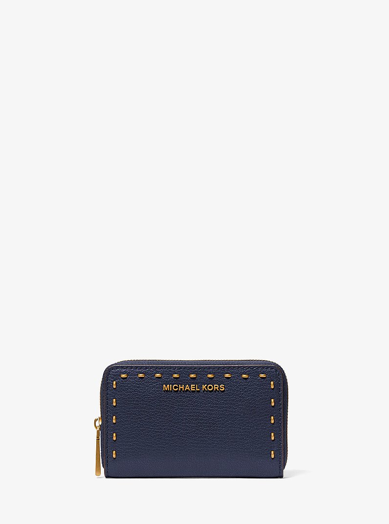 Billetera peque&ntilde;a de piel con tachuelas in DRESS BLUES | Michael Kors