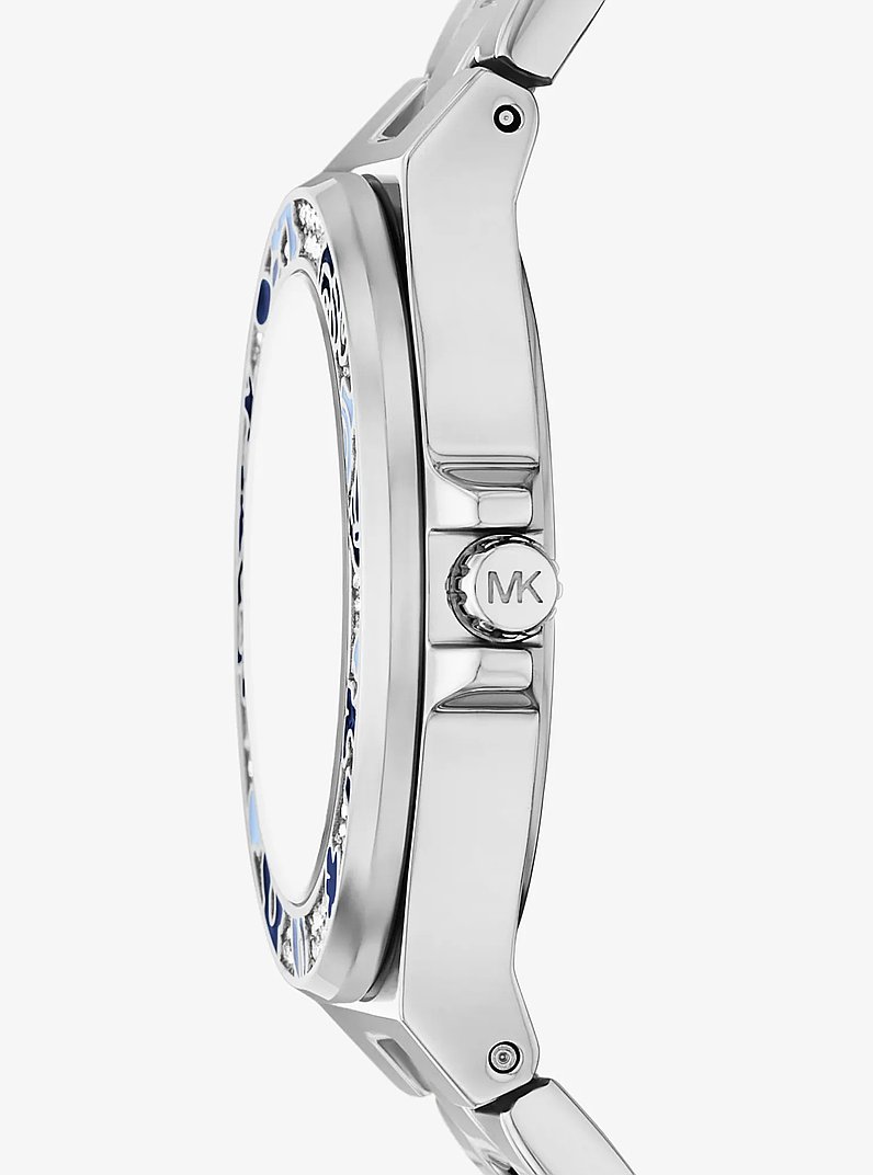 Mini Lennox Pav&eacute; Silver-Tone Watch in SILVER | Michael Kors