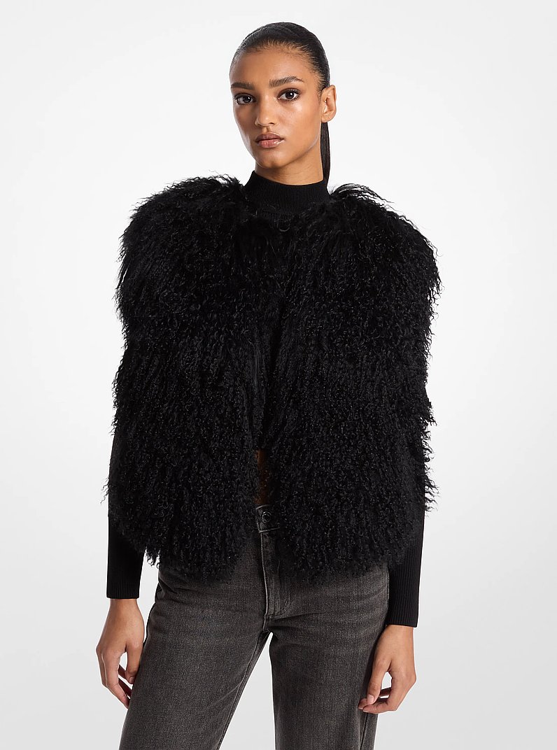 Shearling Cropped Vest in BLACK | Michael Kors