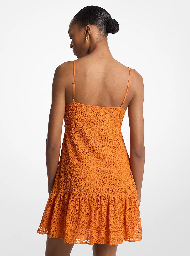 Corded Floral Lace Mini Slip Dress in LORANGE | Michael Kors