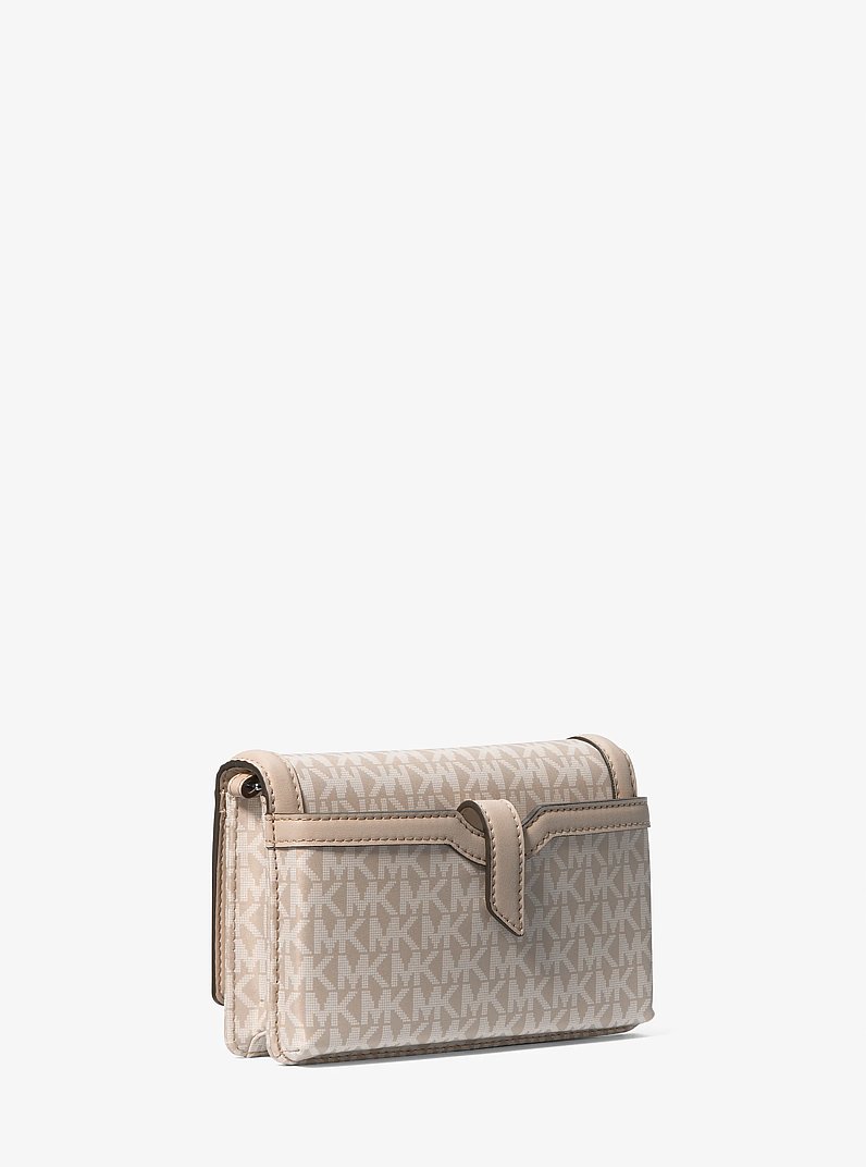 Petit sac &agrave; bandouli&egrave;re tiss&eacute; pour t&eacute;l&eacute;phone intelligent Jet Set &agrave; logo Signature in SABLE CLAIR | Michael Kors