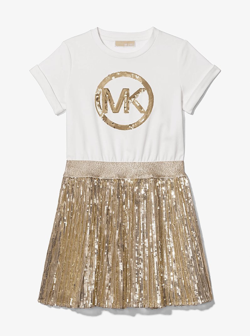 michael kors t shirt dress Sequined Logo Metallic T-Shirt in WHITE GOLD During the spring and summer months Michael Kors | Dresses |