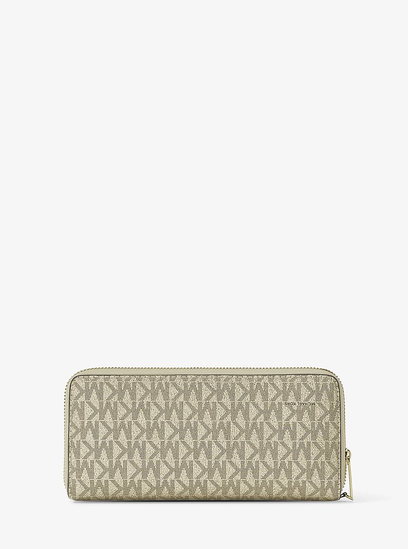 Jet Set Large Metallic Signature Logo Continental Wallet in PALE
