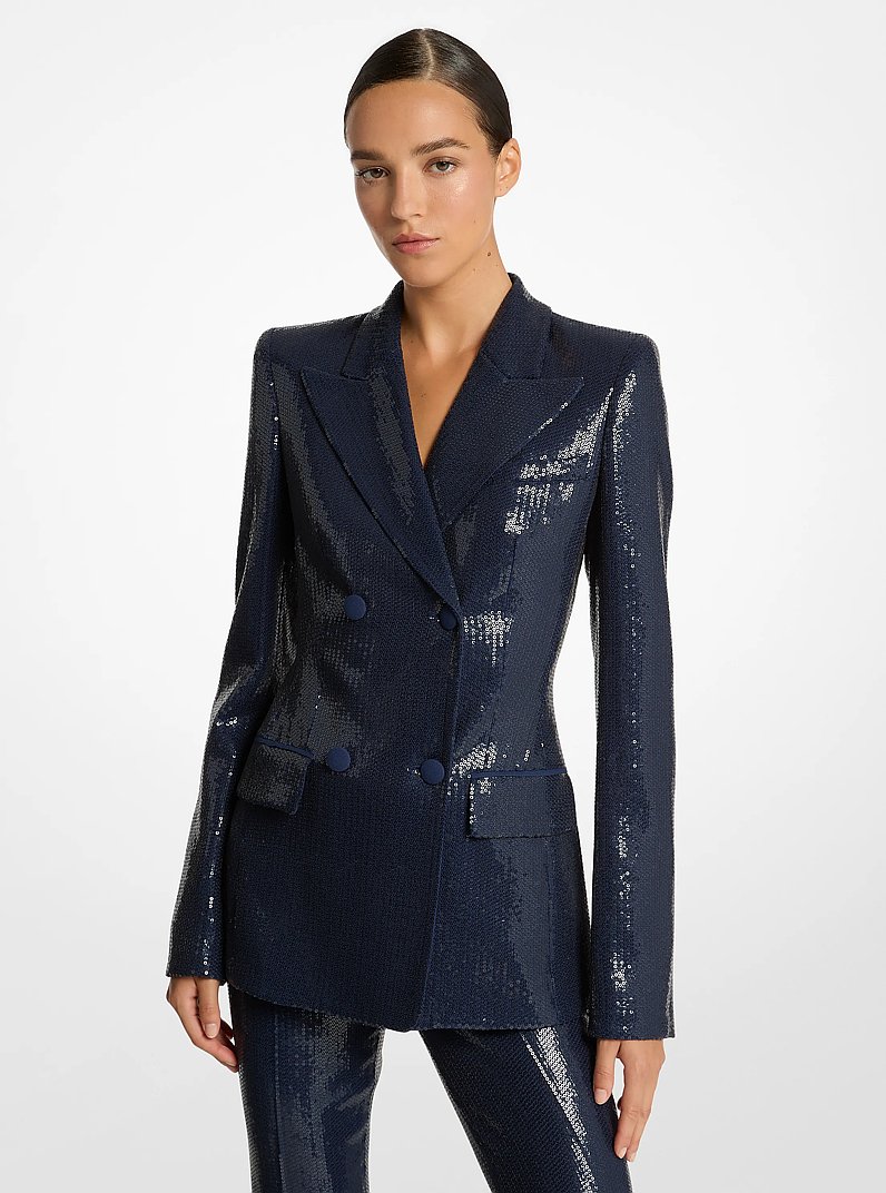 Sequin Embroidered Blazer in MARITIME | Michael Kors
