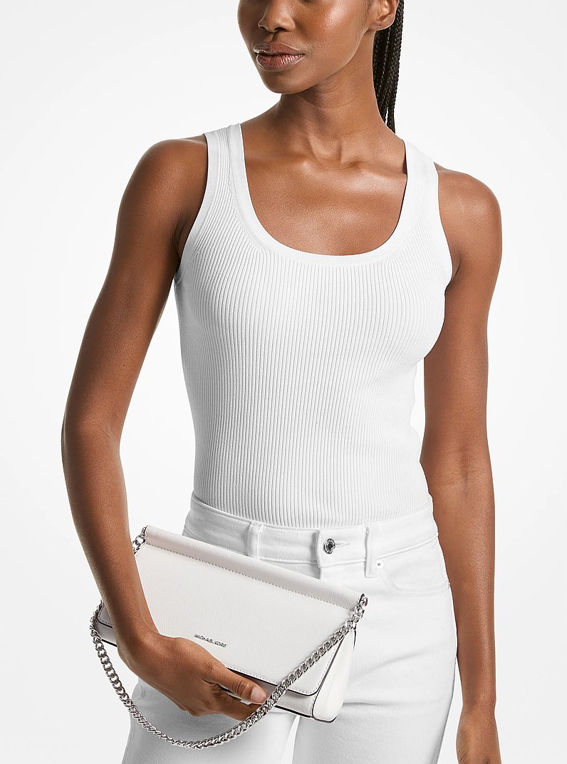 Carmine Medium Leather Pochette in OPTIC WHITE | Michael Kors