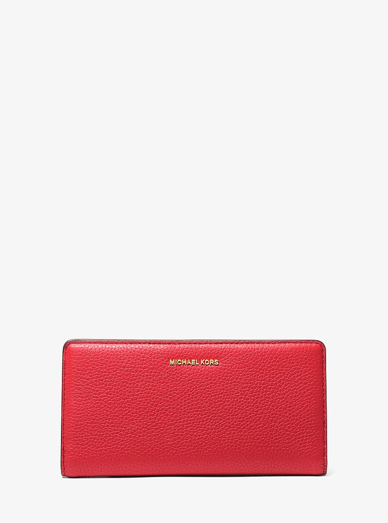 Portafoglio Bryant grande in pelle martellata con chiusura a scatto in CREMISI | Michael Kors