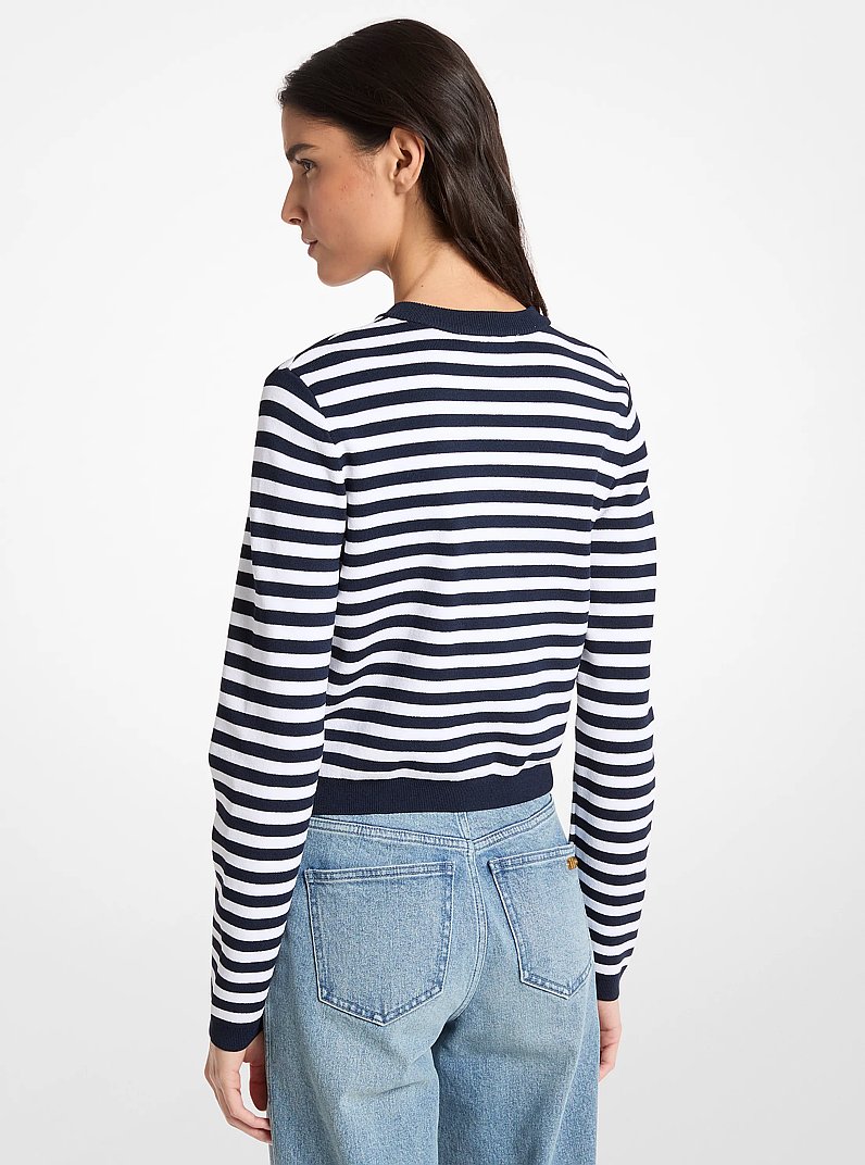 Strickjacke aus Stretch-Strick mit Streifen in MIDNIGHTBLUE | Michael Kors