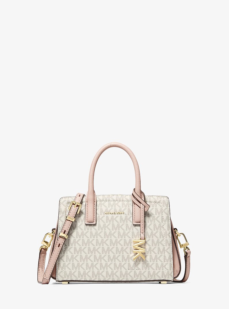 Laila Extra-Small Signature Logo Crossbody Bag in VANILLA/SOFT PINK | Michael Kors