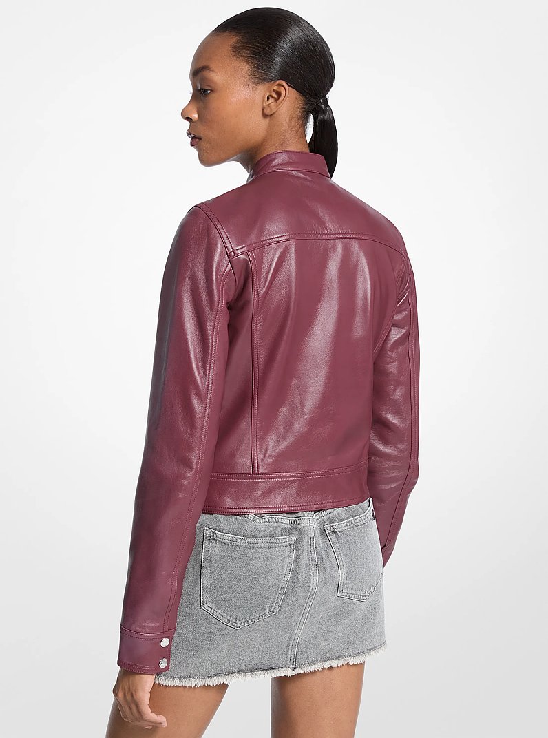 Leather Jacket in OXBLOOD | Michael Kors