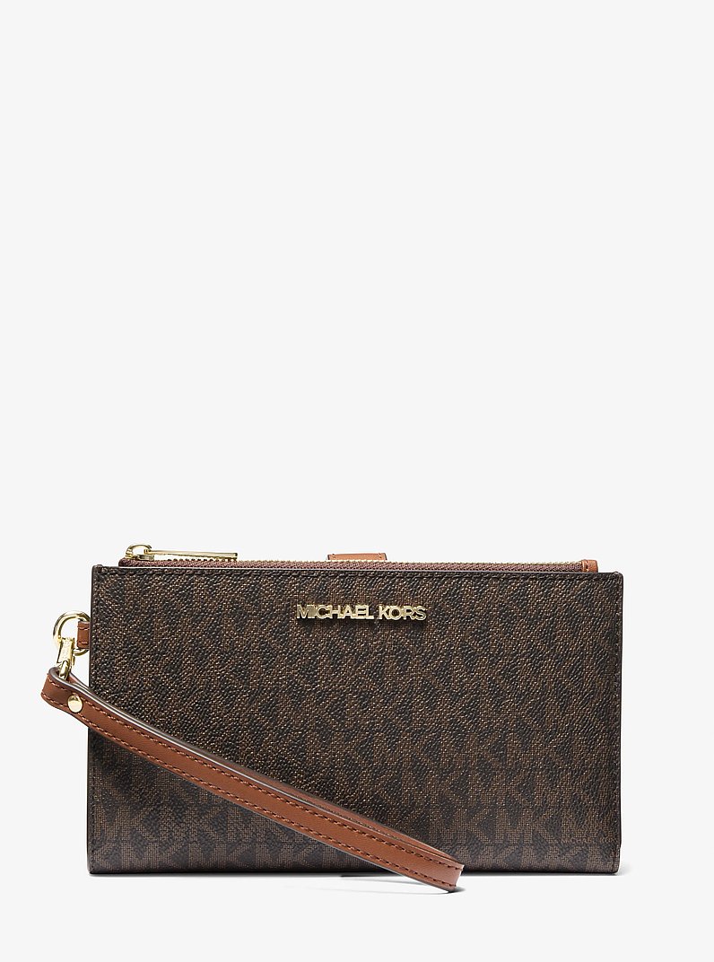 Jet Set Travel Signature Logo Smartphone Wallet in BROWN | Michael Kors
