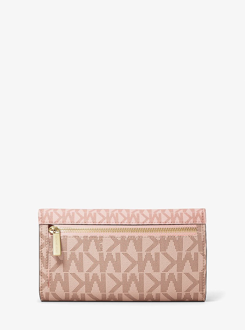 Jet Set Large Signature Logo Tri-Fold Wallet in PWD BLSH MLT | Michael Kors