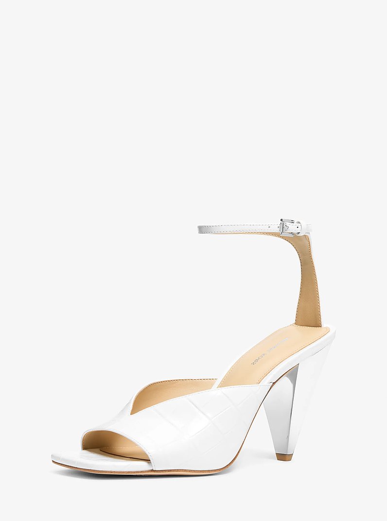 Sandalo Electra in pelle stampa coccodrillo in BIANCO OTTICO | Michael Kors