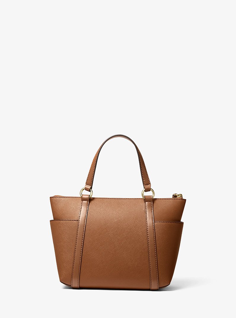 Sullivan Small Saffiano Leather Top-Zip Tote Bag in LUGGAGE | Michael Kors