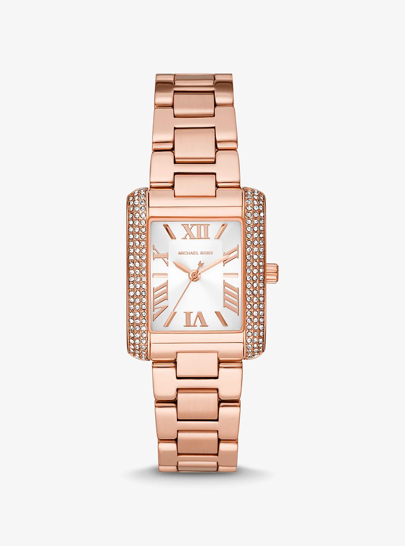 Mini Emery Pav&eacute; Rose-Gold Tone Watch in ROSE GOLD | Michael Kors