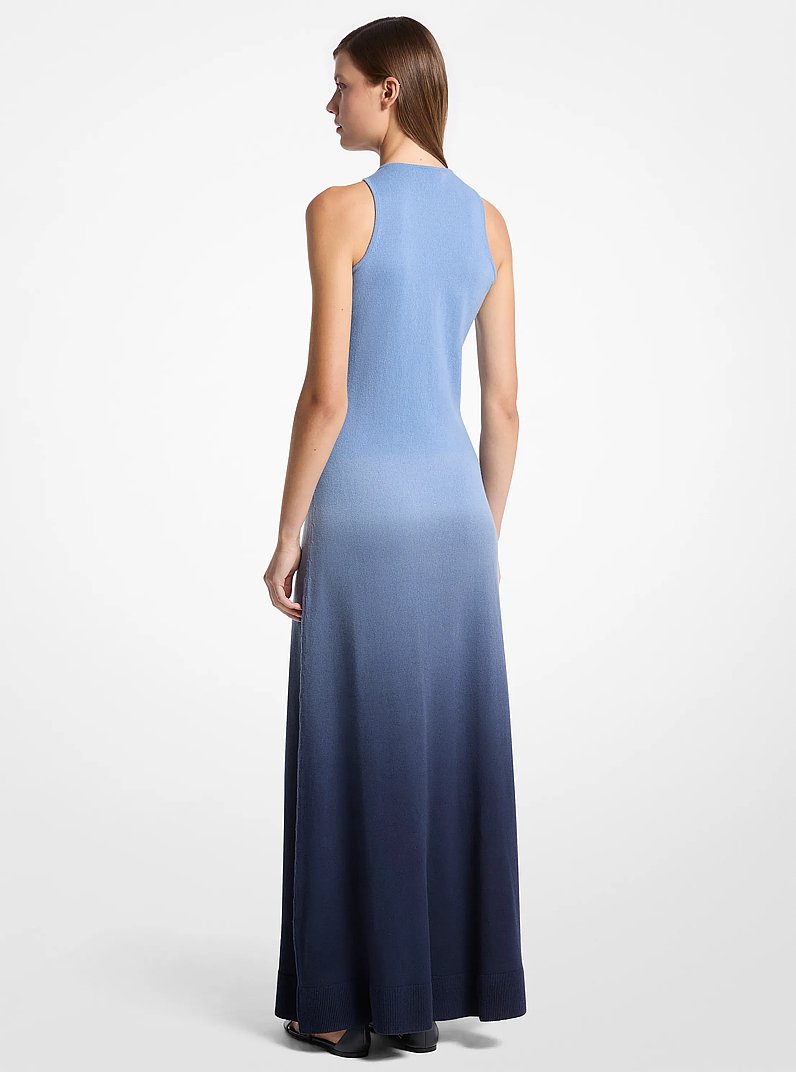 Vestido de cachemira con efecto ombr&eacute; y cuello halter deportivo in AZUL LAGO MULTICOLOR | Michael Kors