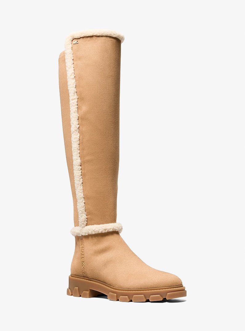 Ridley Faux Shearling Trim Riding Boot in PEANUT | Michael Kors