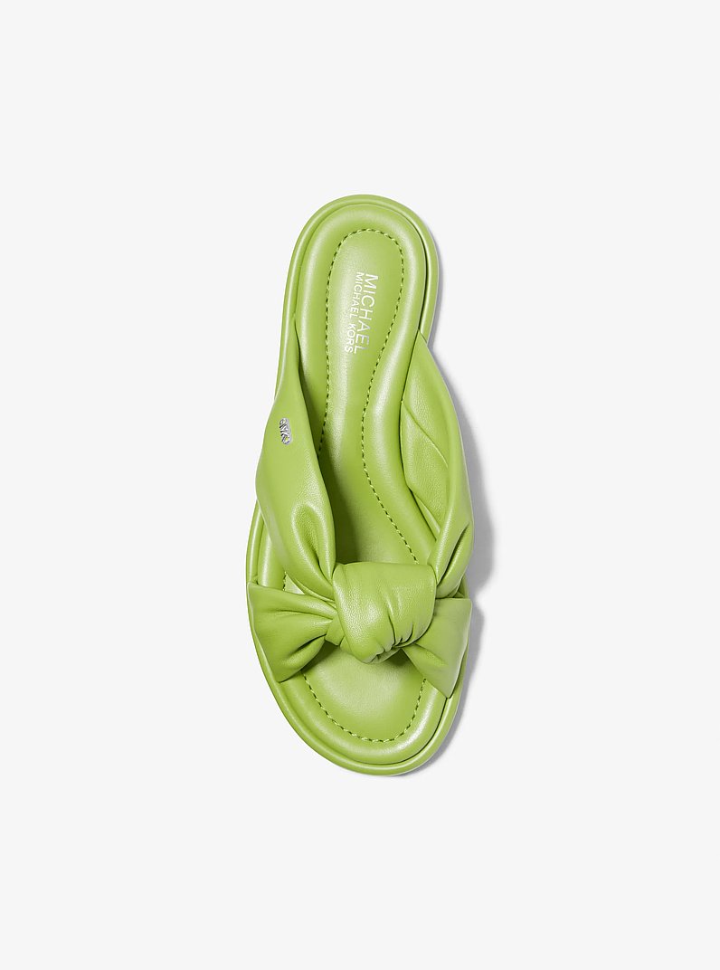 Elena Leather Slide Sandal in PEAR | Michael Kors