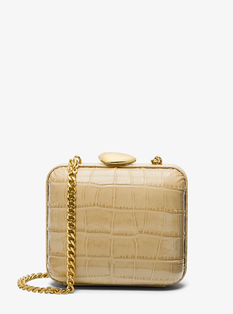 Tina Mini Crocodile Embossed Leather Minaudi&egrave;re in DUNE | Michael Kors