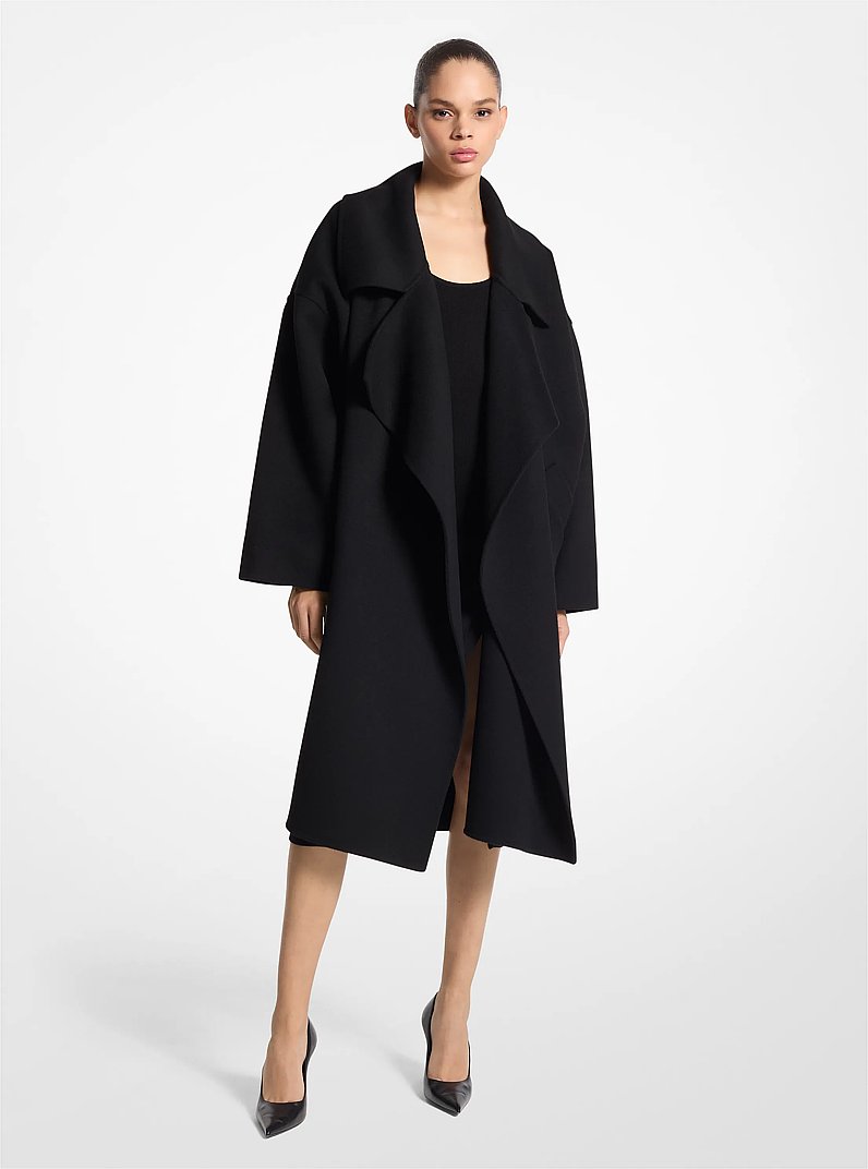 Abrigo abierto de lana melton de doble cara in NEGRO | Michael Kors