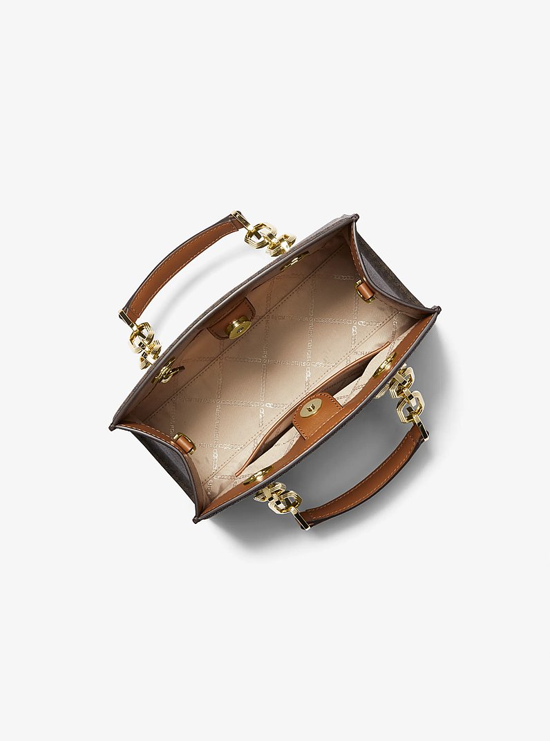 Cynthia Small Signature Logo Satchel in BRN/ACORN | Michael Kors