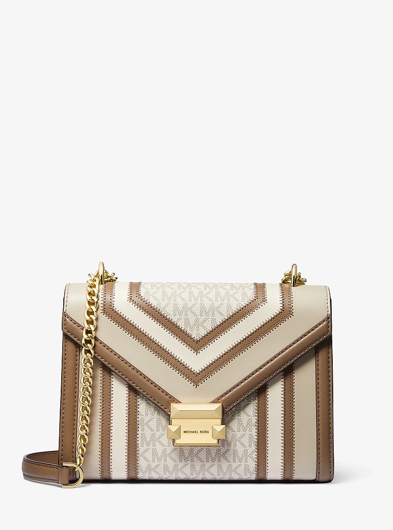 Bolso de hombro Whitney mediano con bloques de color y logotipo Signature in VAINILLA COMBINADO | Michael Kors