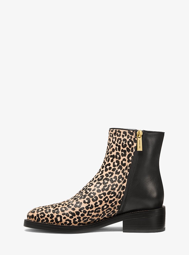 Regan Leopard Print Calf Hair and Leather Ankle Boot