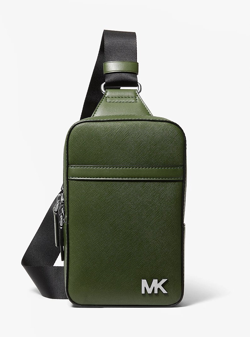Cooper Medium Leather Sling Bag in AMAZON GREEN | Michael Kors
