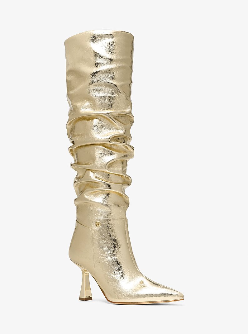 Botte Amali m&eacute;tallis&eacute;e et craquel&eacute;e in OR P&Acirc;LE | Michael Kors