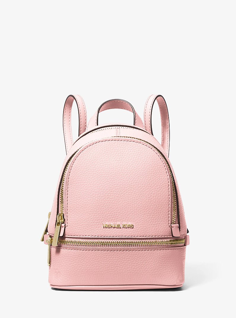 Rhea Extra-Small Pebbled Leather Backpack in POWDER BLUSH | Michael Kors