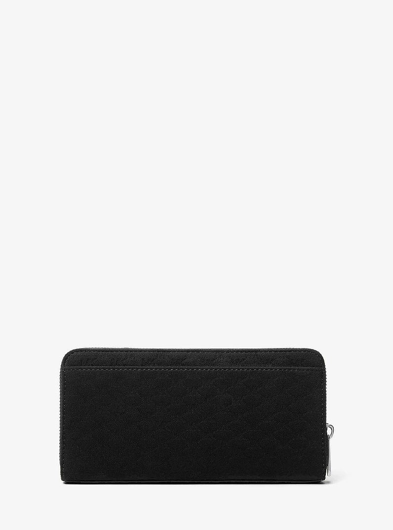 Billetera Cooper de microgamuza de poli&eacute;ster con cremallera y logotipo grabado in NEGRO | Michael Kors