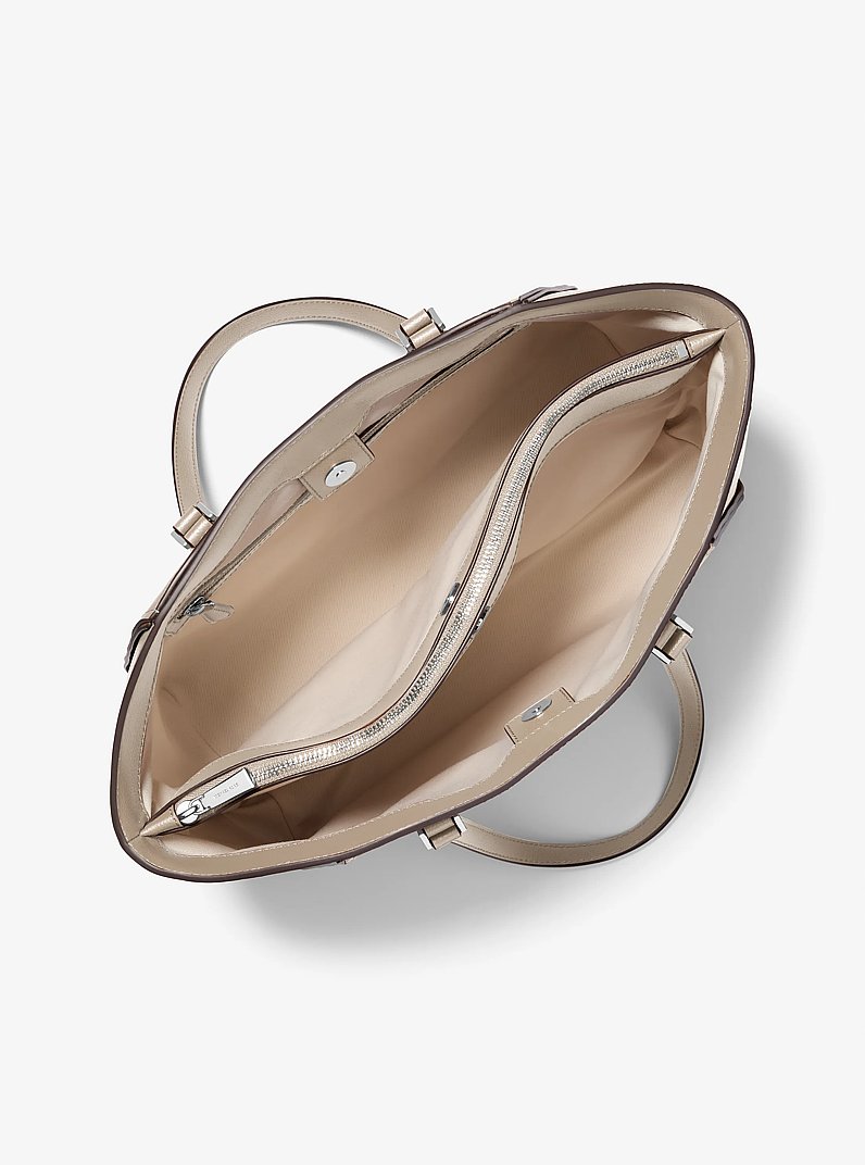 Taryn Large Leather Tote Bag in LIGHT SAND | Michael Kors
